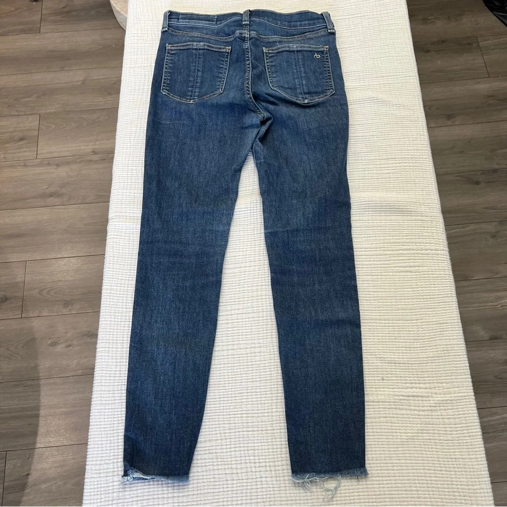 rag & bone 10 inch high rise skinny jeans in medium wash size 27 with raw hem - Picture 9 of 11